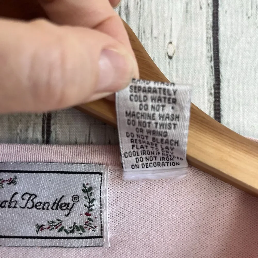 Vintage Sarah Bentley Womens Beaded Cardigan Size M Dainty Pink Grandmacore